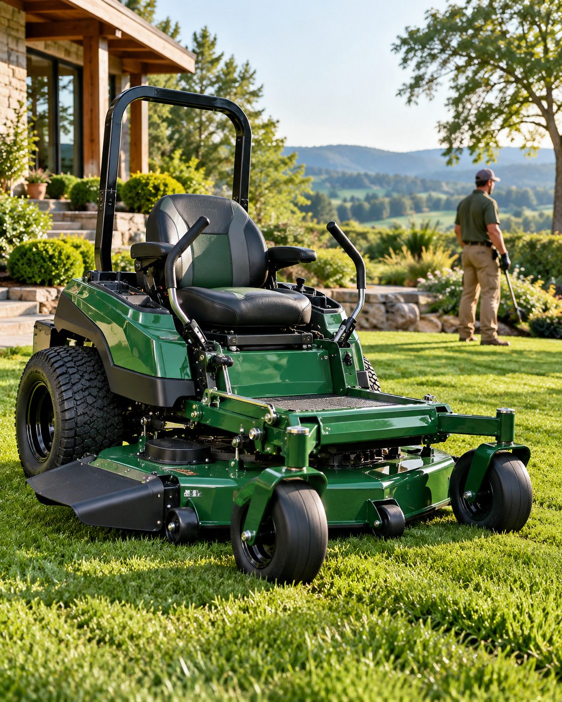 Green Zero-Turn Mower Estate Scene