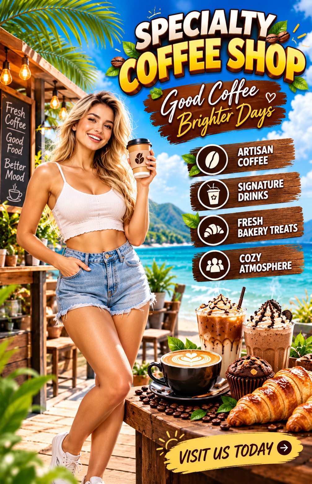 Tropical Specialty Coffee Shop Poster