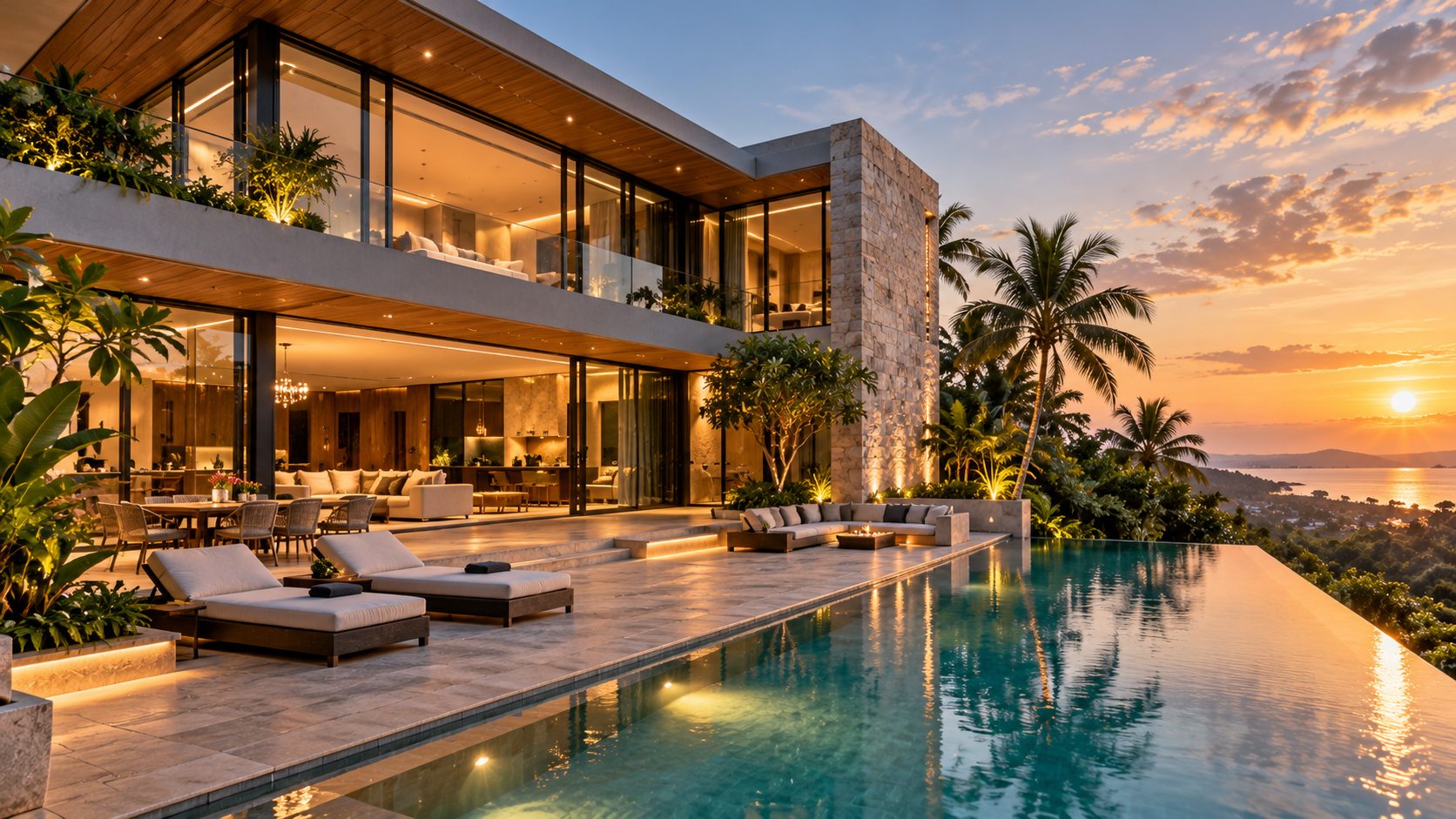 Tropical Villa at Golden Hour