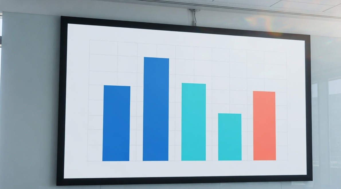 Blue and coral bar chart used as a slide sample